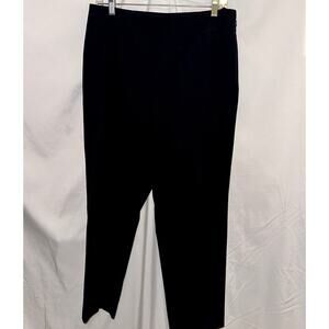 Talbots Flat Front Dress Pants Womens 10 Petite Black Classic Slim Side Zip